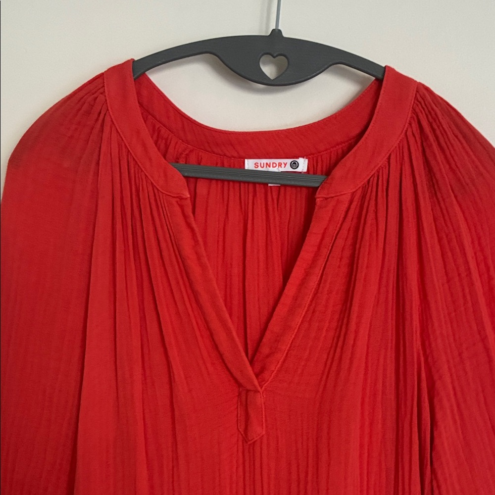 NWOT Sundry Vibrant Red Midi Dress, Size 0 - Picture 2 of 8
